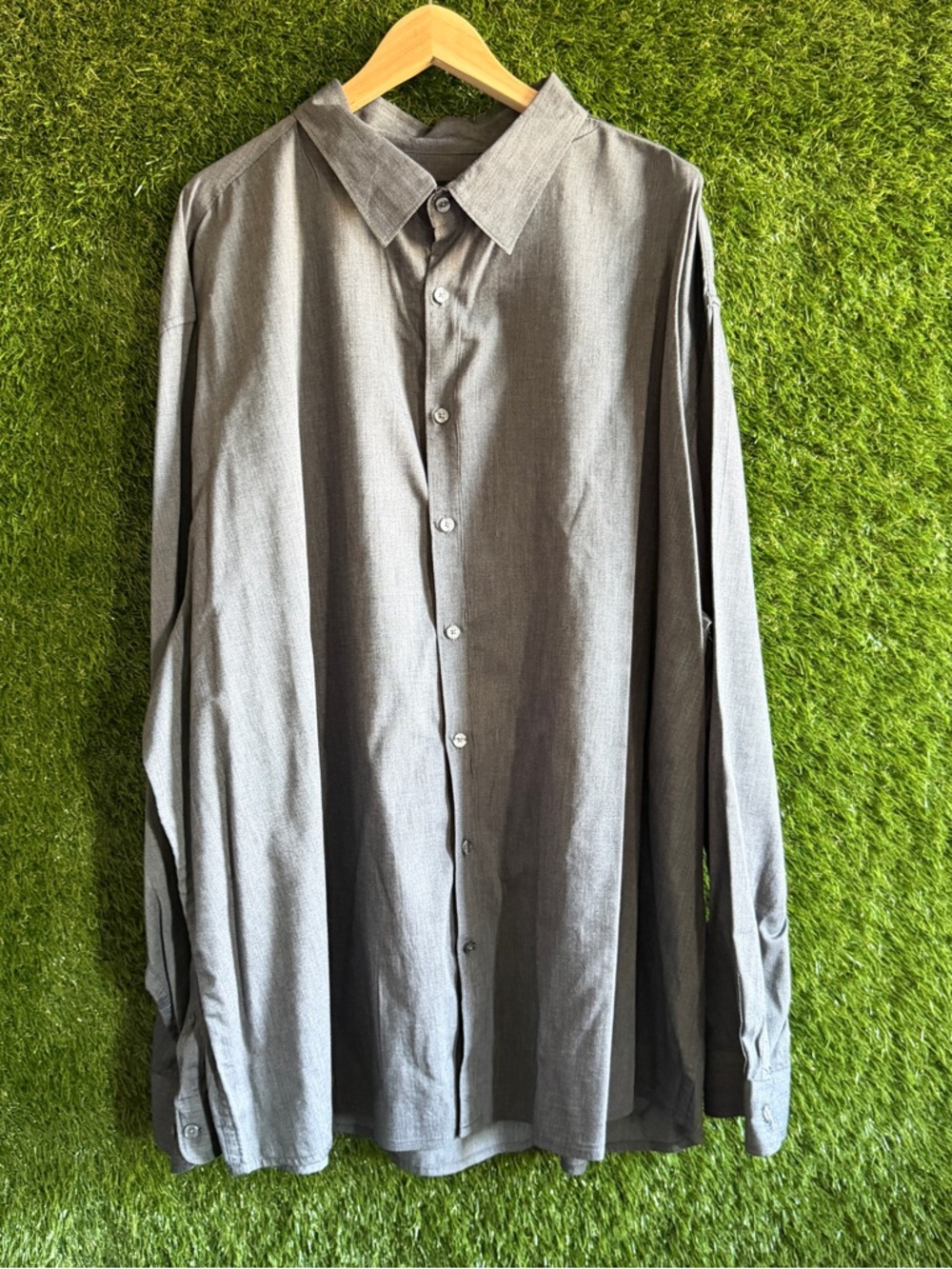 4XLT Claiborne Stretch Grey Black Long Sleeve Button Up Shirt Big Tall